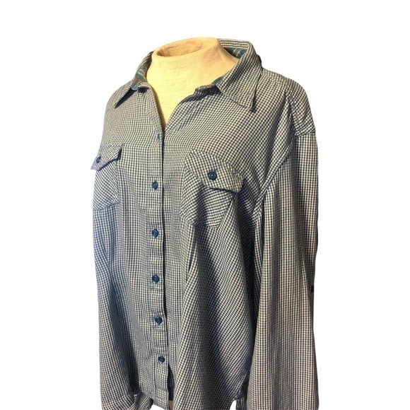 Magellan Sportswear 100% Cotton Blue Plaid Button Down Long Sleeve Shirt XL - Picture 6 of 8